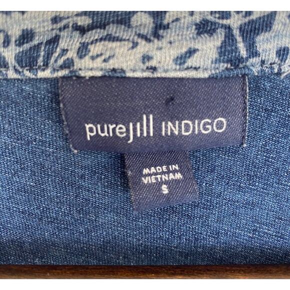 J. Jill Pure Jill Indigo Blue Floral Top - Small - Picture 4 of 5